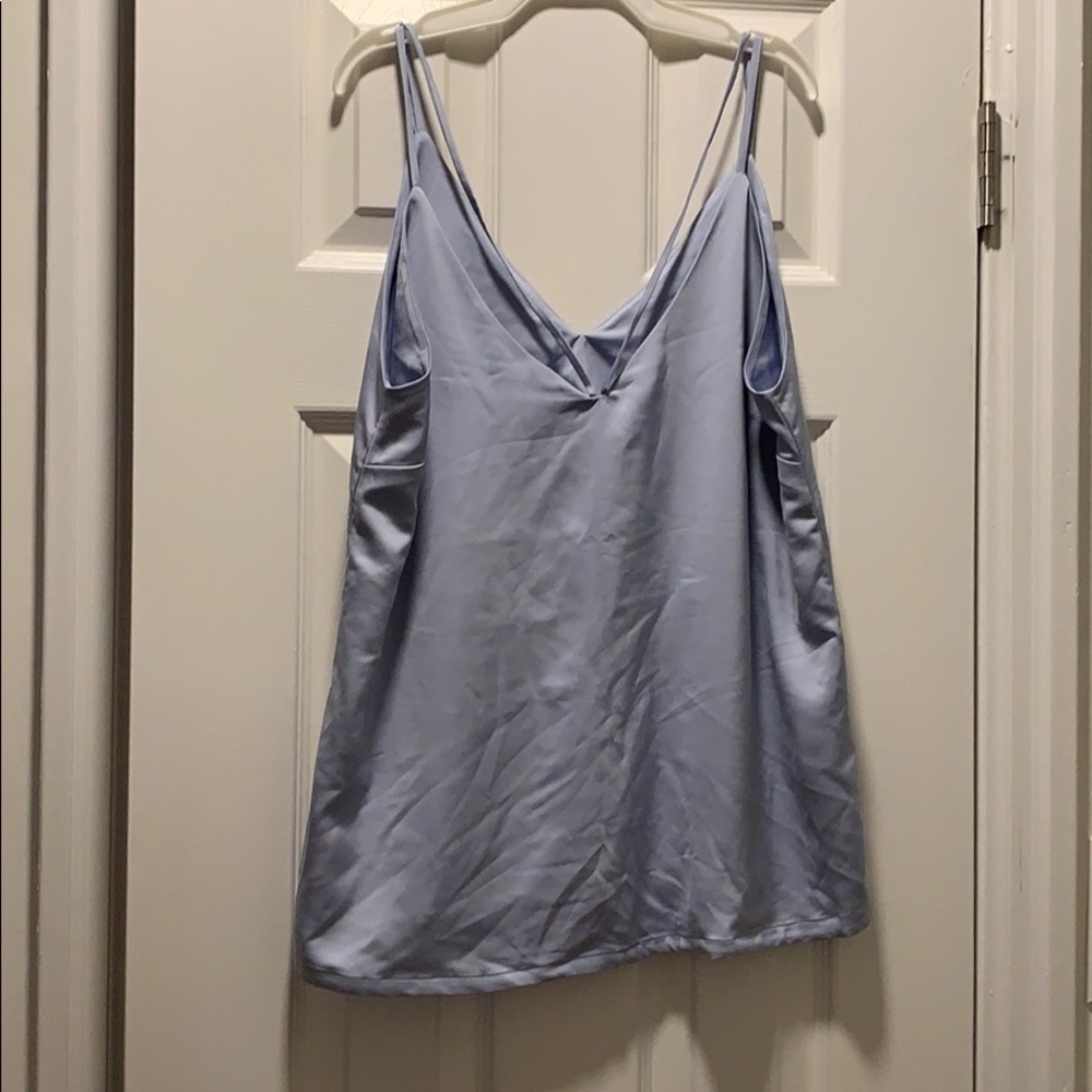 Blue Double Strap Satin Tank Top